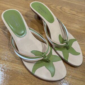 Coach Y2K leather strappy kitten heel sandals sz 9